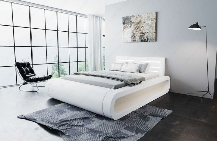 Design Boxspringbett Sorano mit LED in weiÃŸ-beige