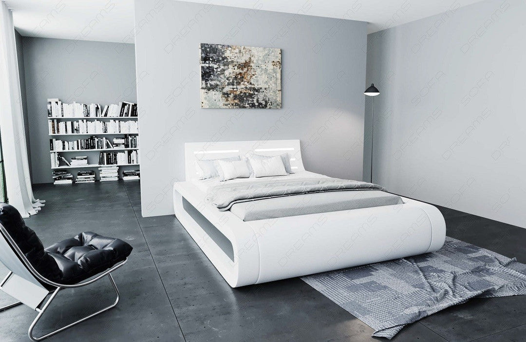 Design Boxspringbett Sorano mit LED in weiÃŸ-grau