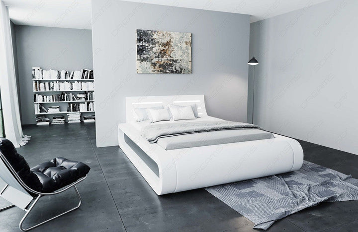 Design Boxspringbett Sorano mit LED in weiÃŸ-grau