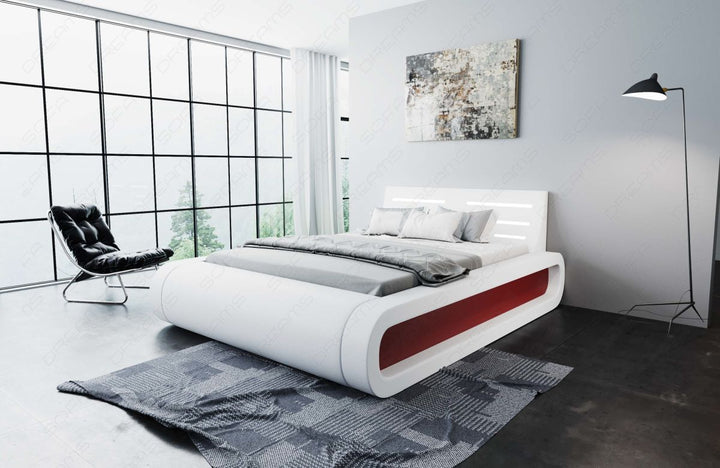 Design Boxspringbett Sorano mit LED in weiÃŸ-rot