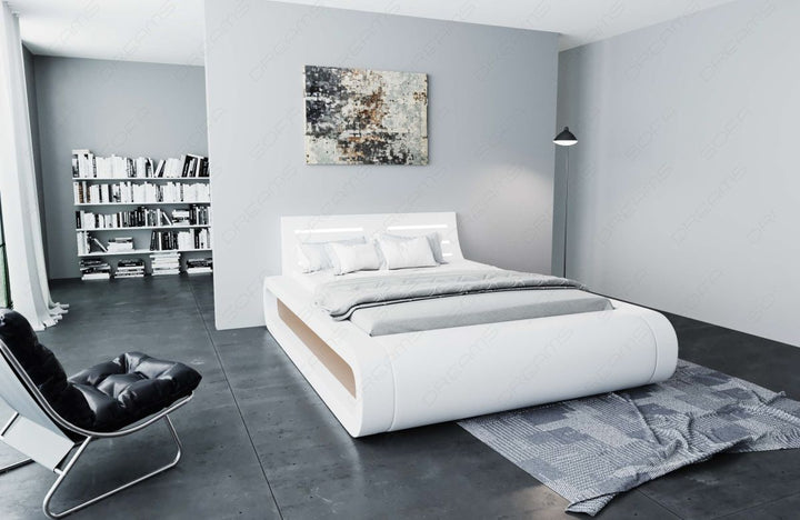 Design Boxspringbett Sorano mit LED in weiÃŸ-sandbeige
