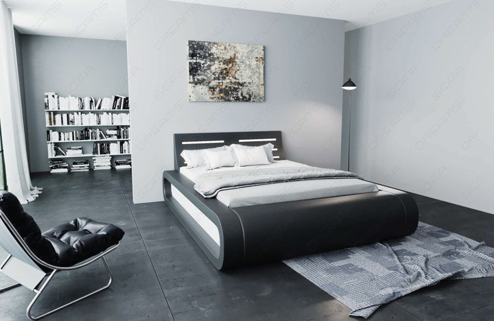 Design Wasserbett Sorano in Kunstleder schwarz-weiÃŸ