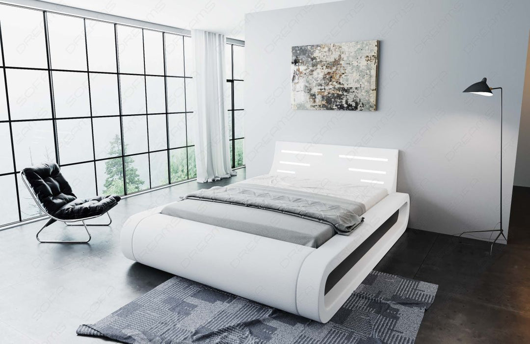 Design Wasserbett Sorano in Kunstleder weiÃŸ-schwarz