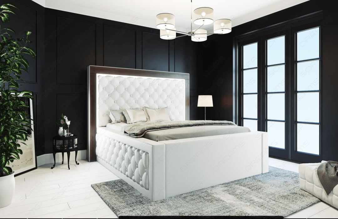 Design Kunstleder Boxspringbett Varese komplett in weiÃŸ