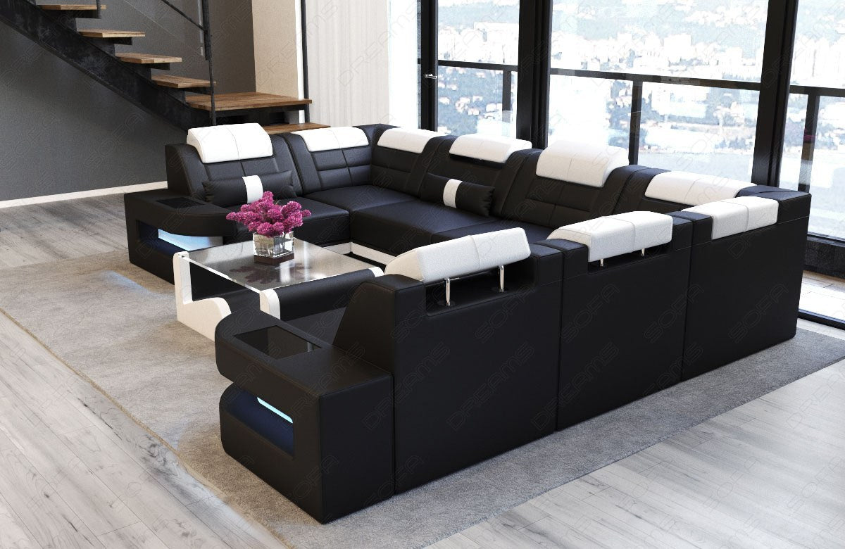 Taho Sectional In Leather - Sofa With Light