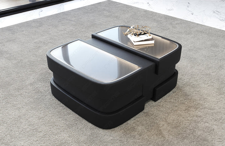 Leder Couchtisch Elegante in komplett schwarz