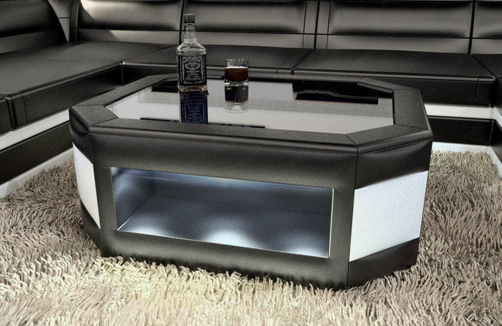 Design Wohnzimmertisch Prato mit LED  schwarz - weiss