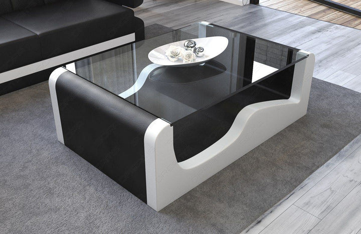 Leder Couchtisch Wave in der Farbe schwarz