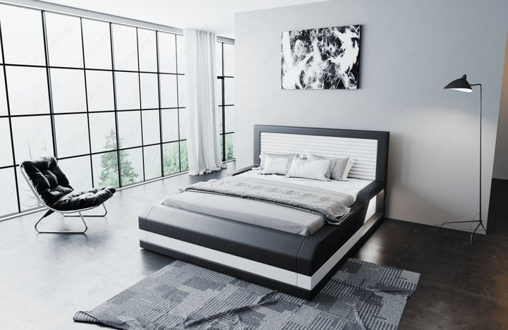 Das moderne Designerbett Treviso mit LED in schwarz-weiÃŸ