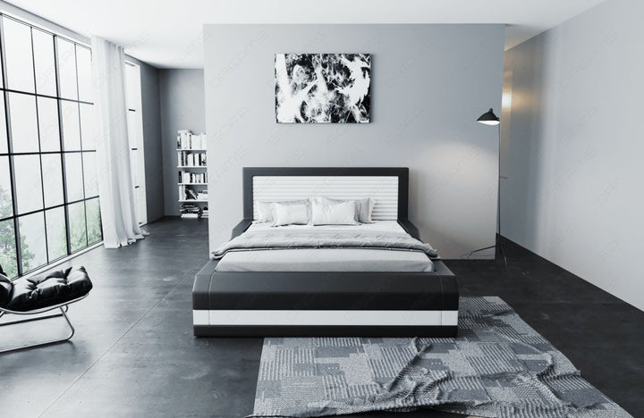 Das moderne Designerbett Treviso mit LED in schwarz-weiÃŸ