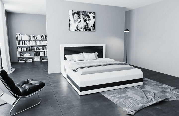 Das moderne Designerbett Treviso mit LED in weiÃŸ-schwarz