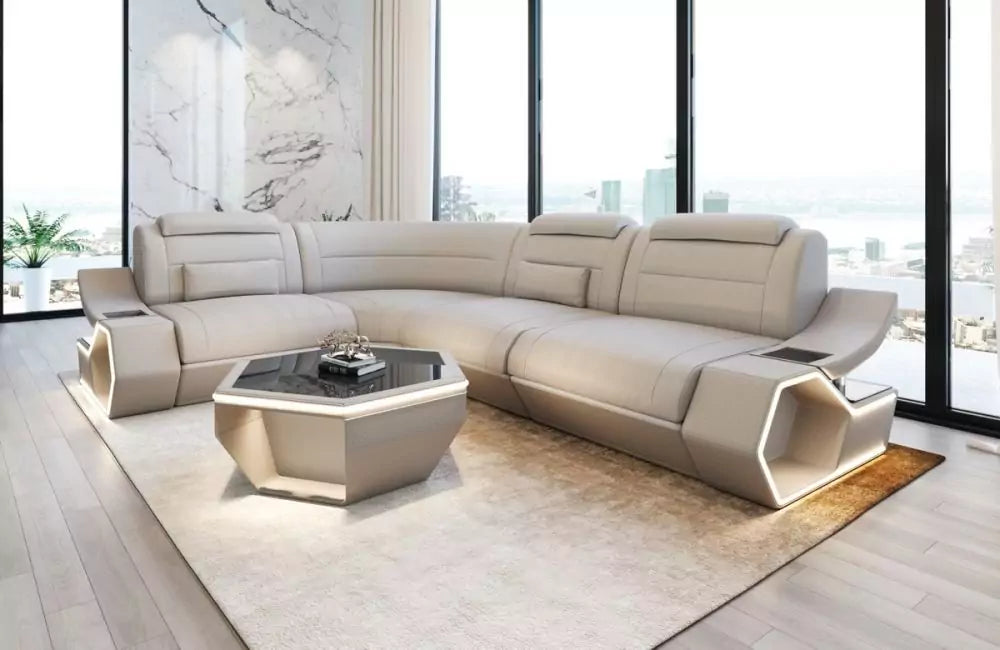 Pescara L-shaped corner sofa design - leather and comfort