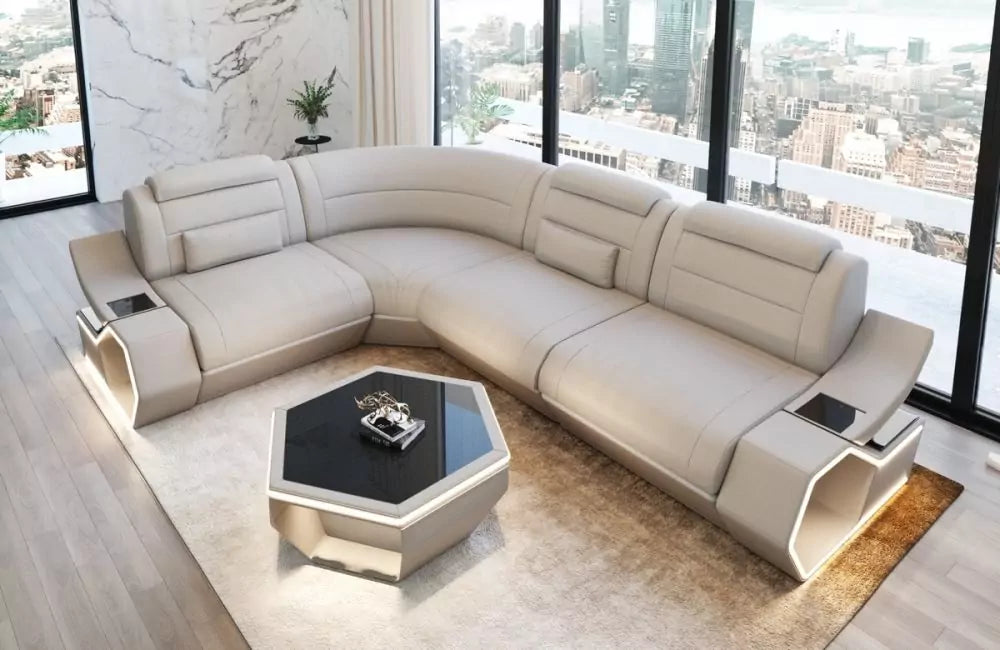 Pescara L-shaped corner sofa design - leather and comfort