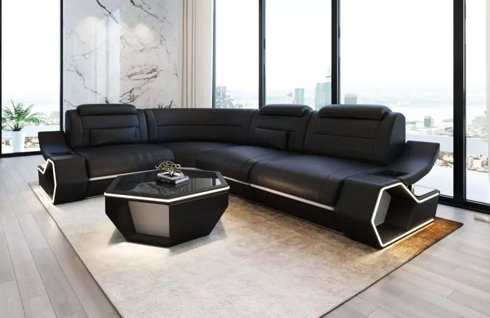 Pescara L-shaped corner sofa design - leather and comfort
