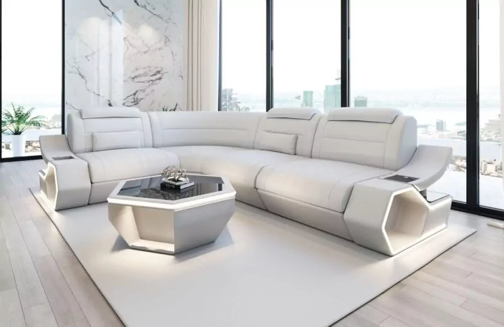 Pescara L-shaped corner sofa design - leather and comfort