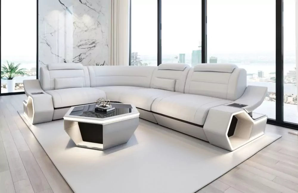Pescara L-shaped corner sofa design - leather and comfort