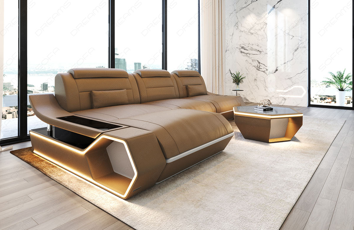 Toscano L-shaped leather corner sofa – modern and comfortable