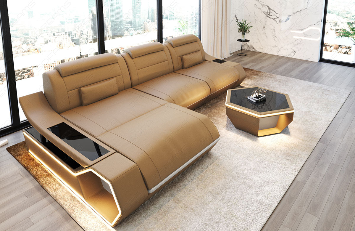 Toscano L-shaped leather corner sofa – modern and comfortable