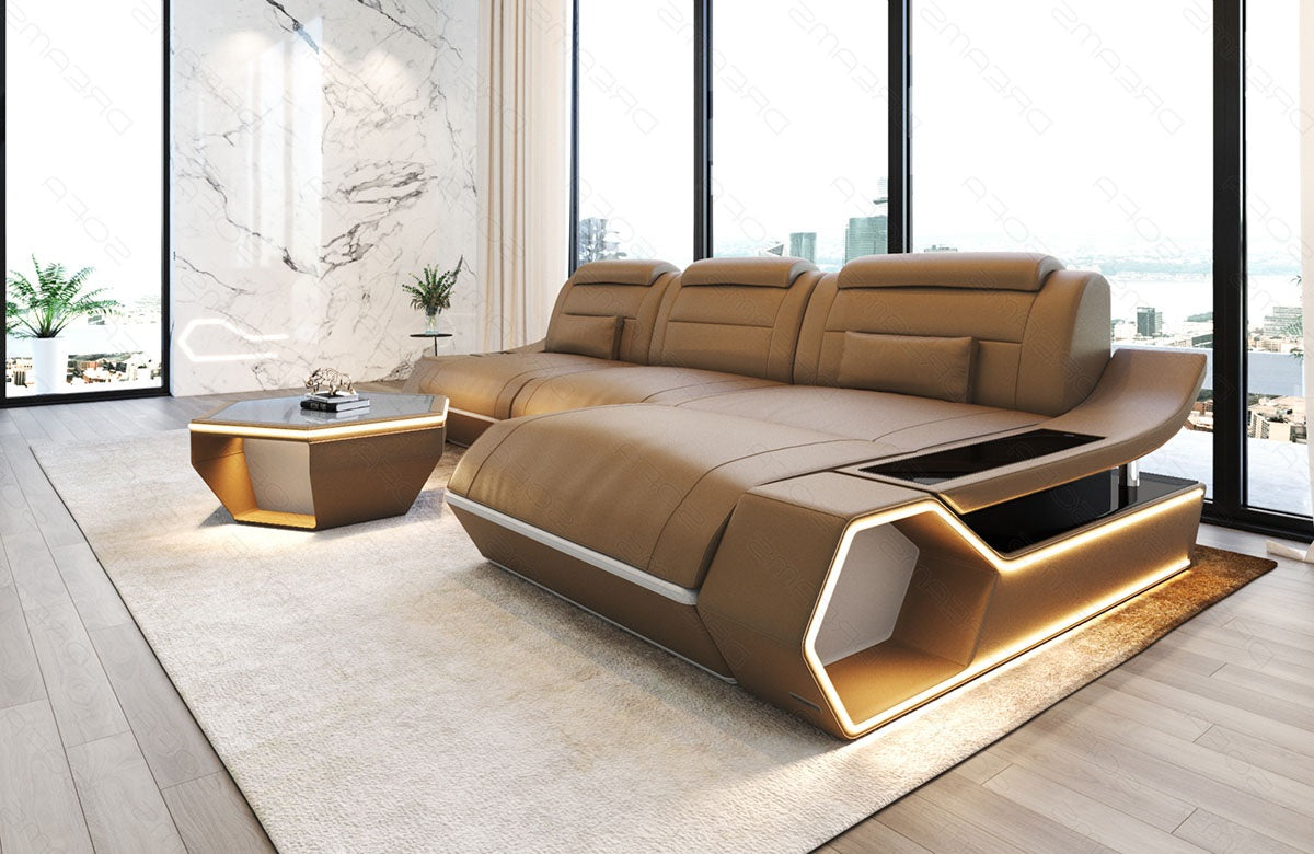 Toscano L-shaped leather corner sofa – modern and comfortable