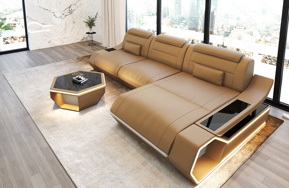 Toscano L-shaped leather corner sofa – modern and comfortable