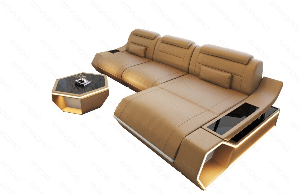 Toscano L-shaped leather corner sofa – modern and comfortable