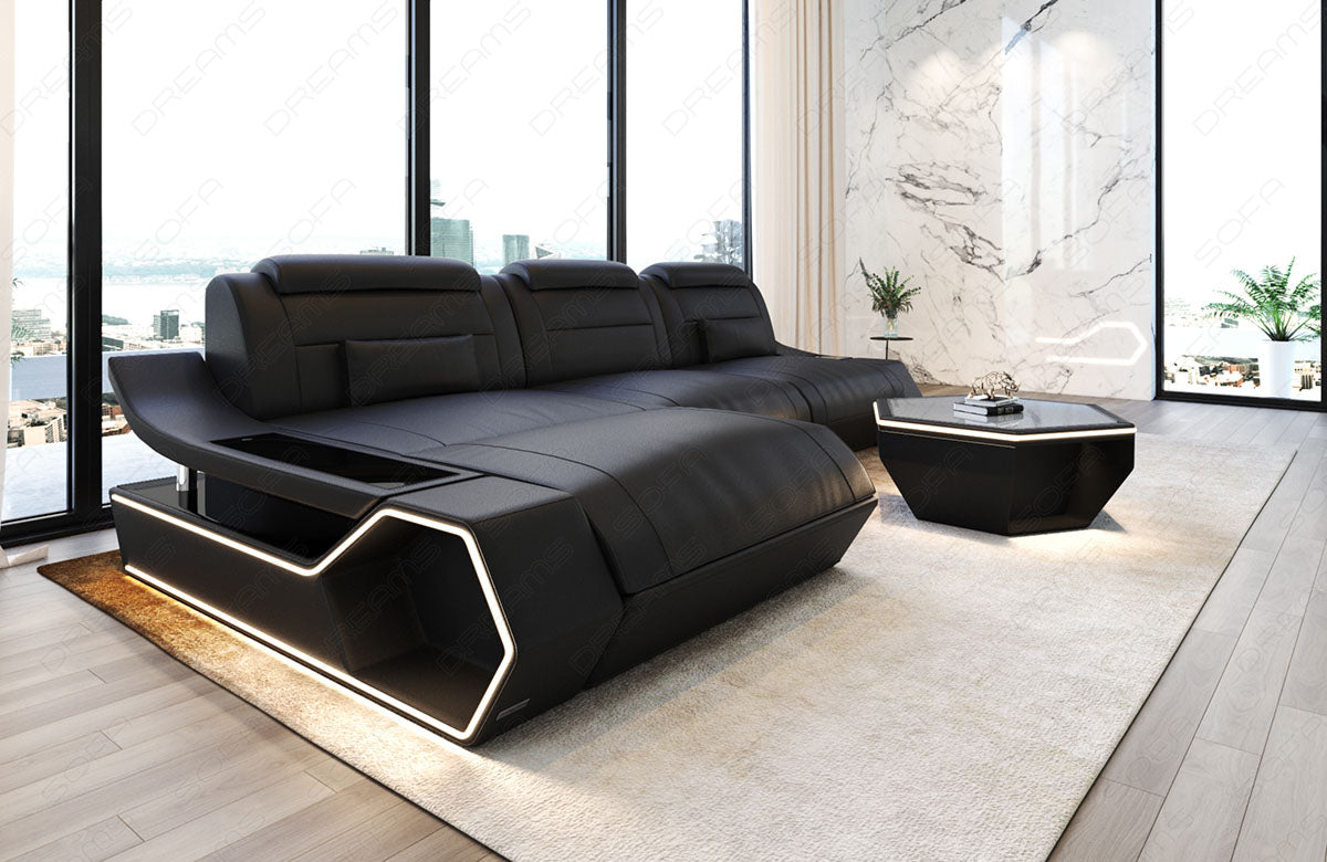 Toscano L-shaped leather corner sofa – modern and comfortable