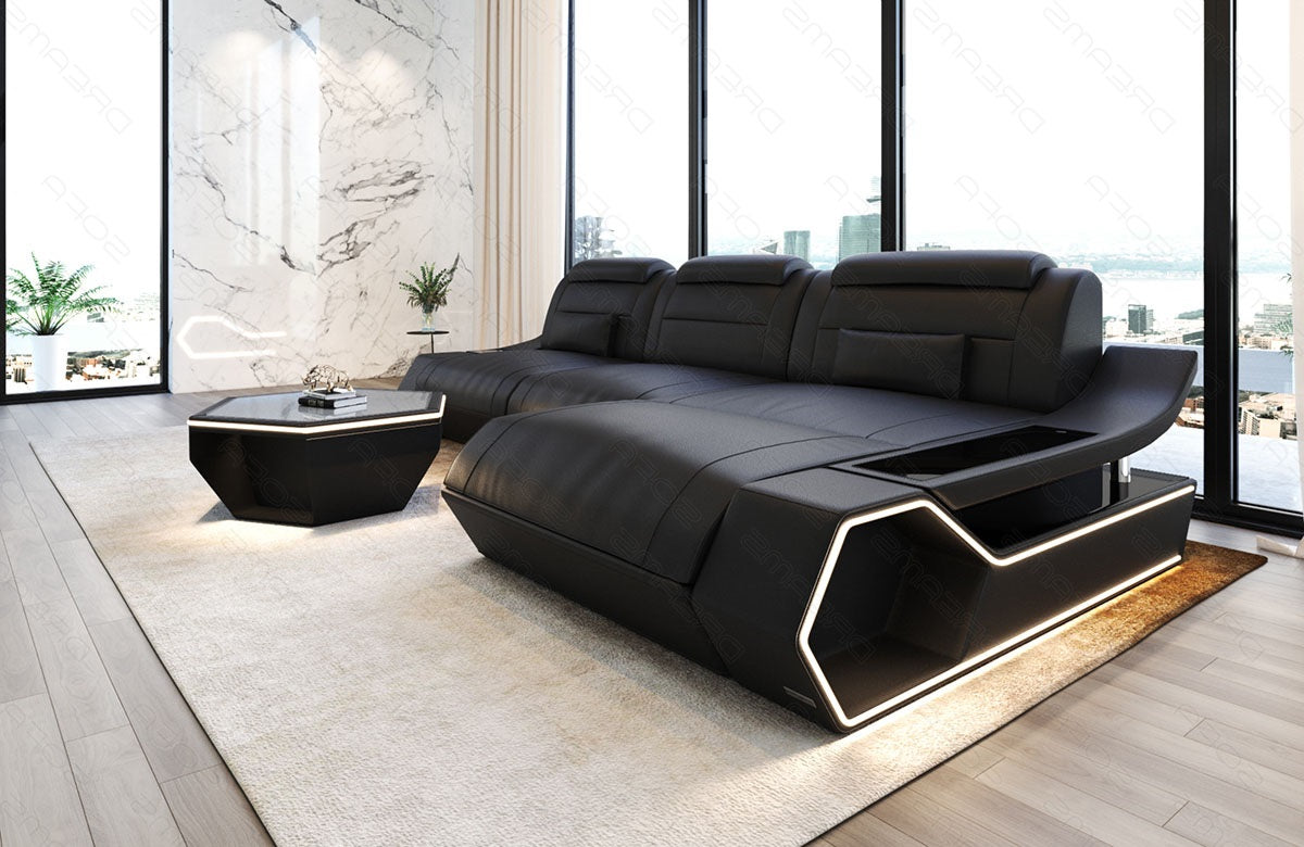 Toscano L-shaped leather corner sofa – modern and comfortable