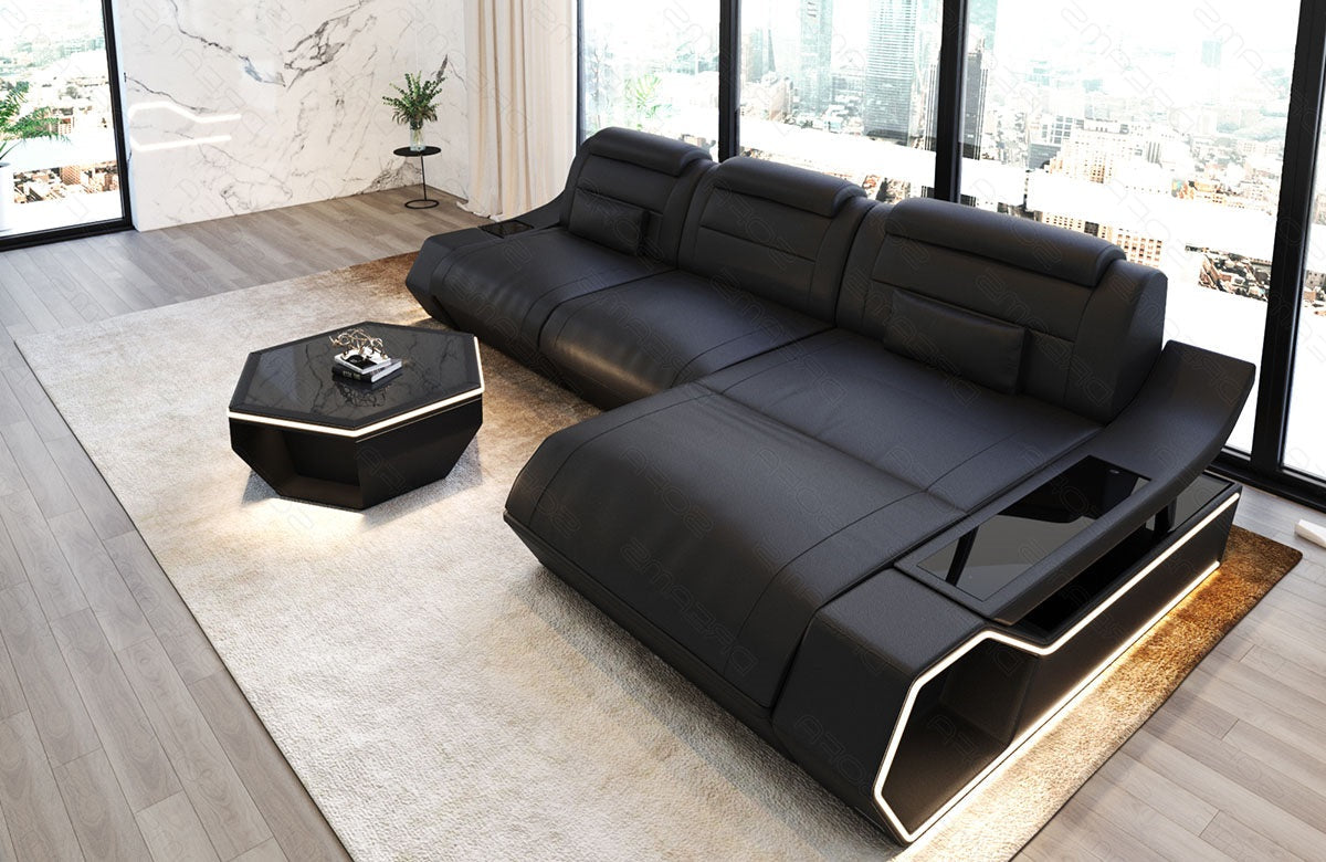 Toscano L-shaped leather corner sofa – modern and comfortable