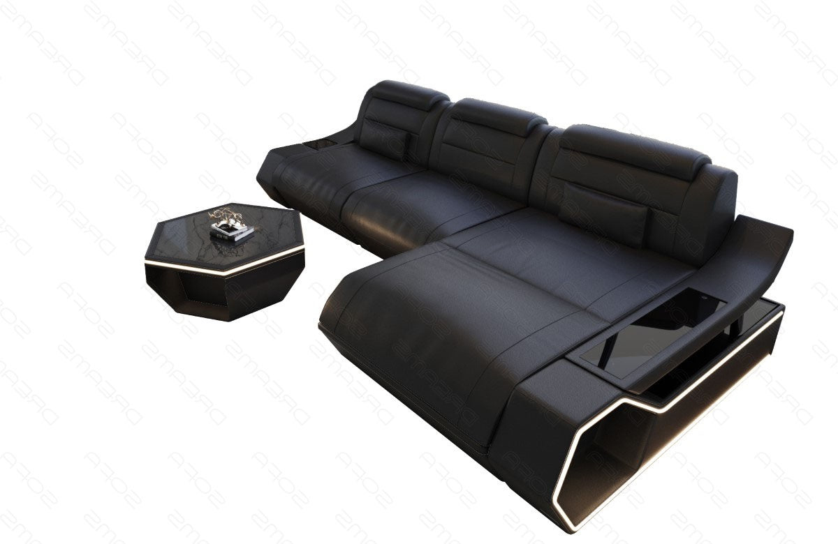 Toscano L-shaped leather corner sofa – modern and comfortable