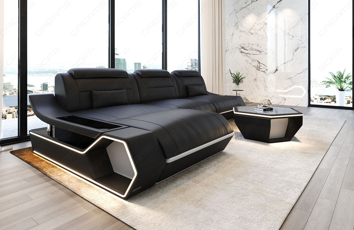 Toscano L-shaped leather corner sofa – modern and comfortable