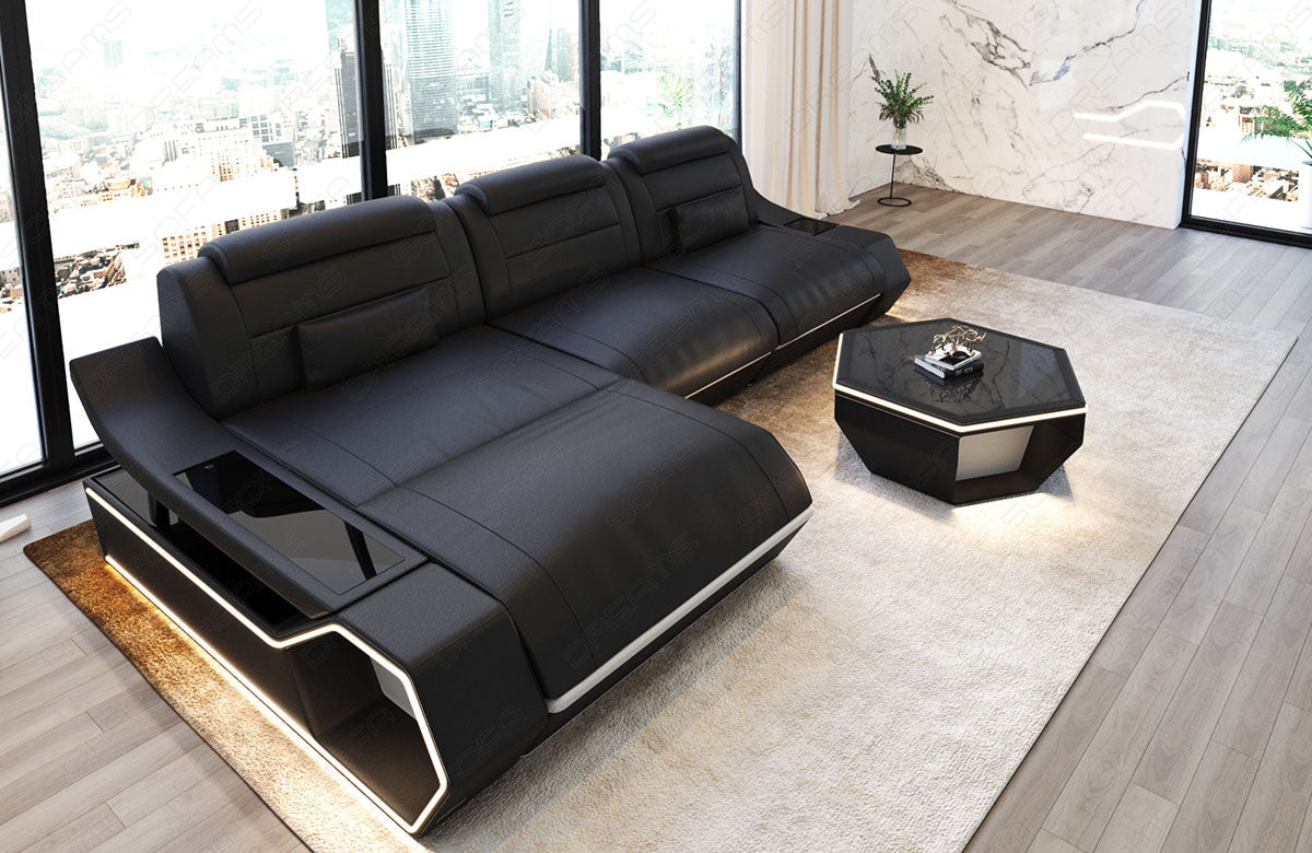 Toscano L-shaped leather corner sofa – modern and comfortable