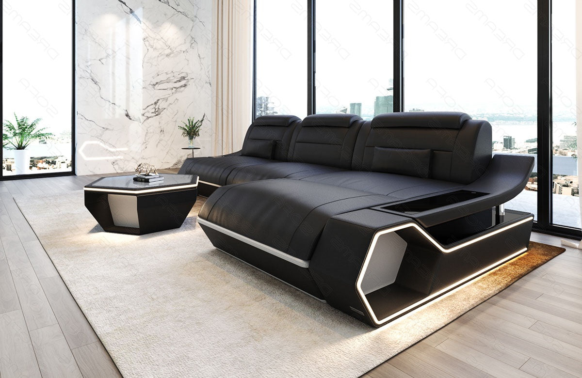 Toscano L-shaped leather corner sofa – modern and comfortable