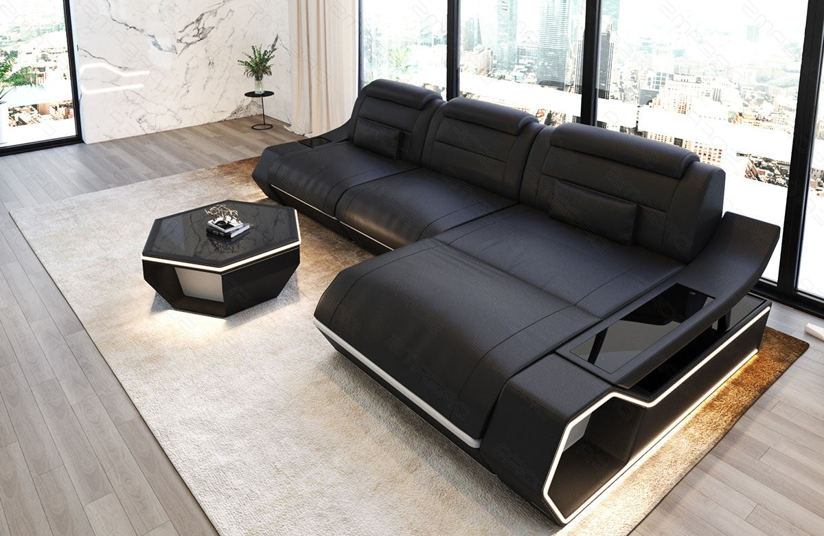 Toscano L-shaped leather corner sofa – modern and comfortable