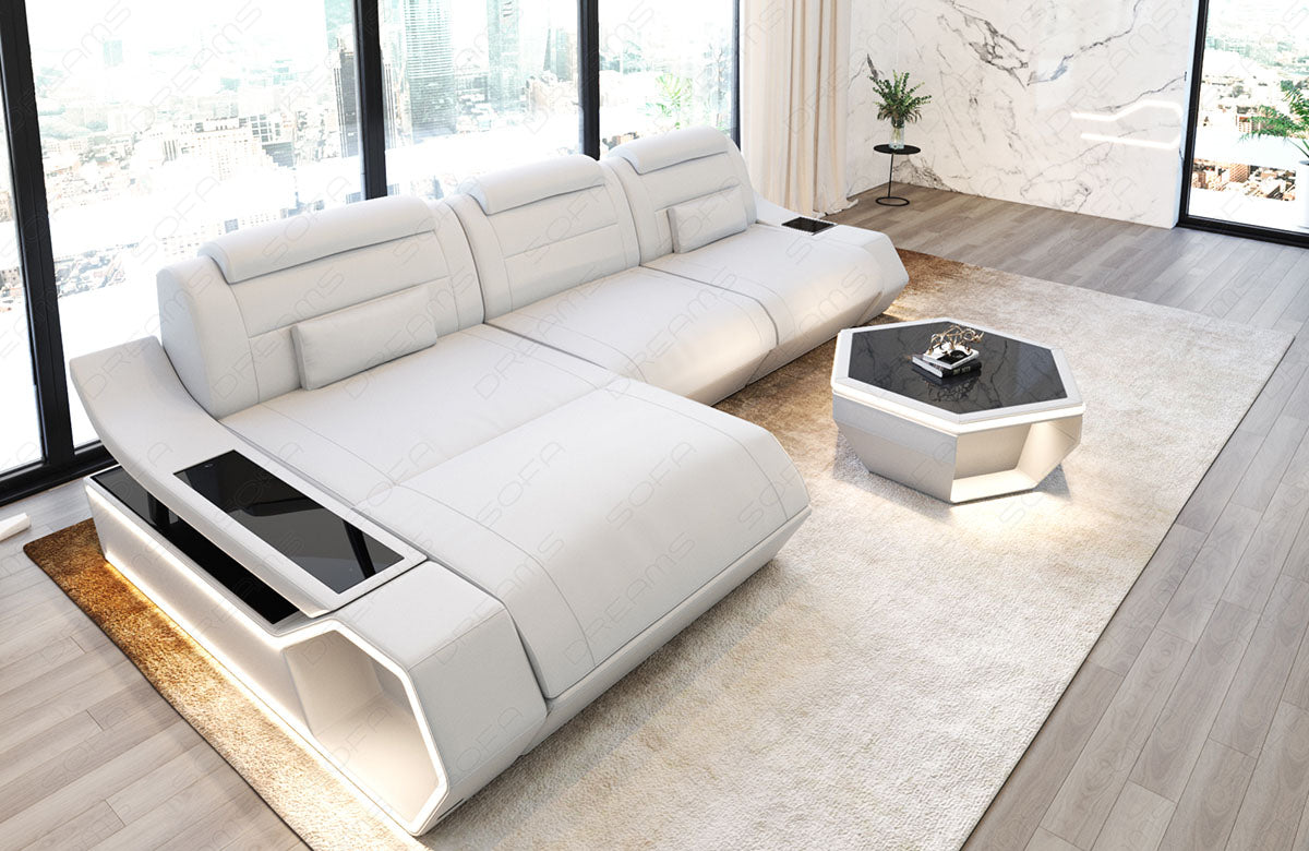 Toscano L-shaped leather corner sofa – modern and comfortable