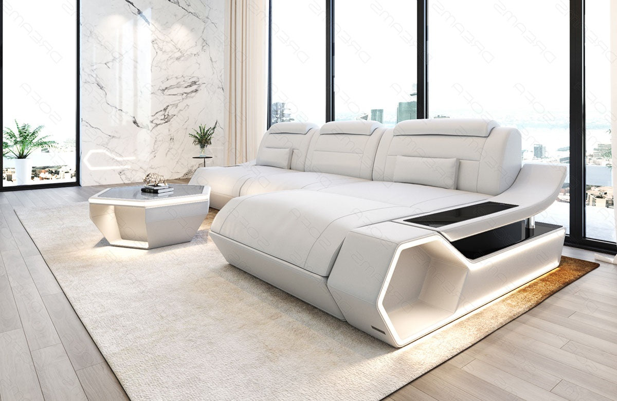 Toscano L-shaped leather corner sofa – modern and comfortable