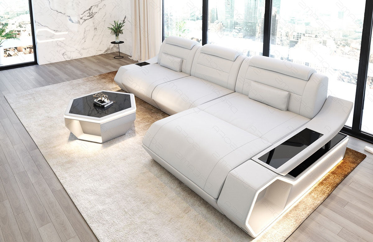 Toscano L-shaped leather corner sofa – modern and comfortable