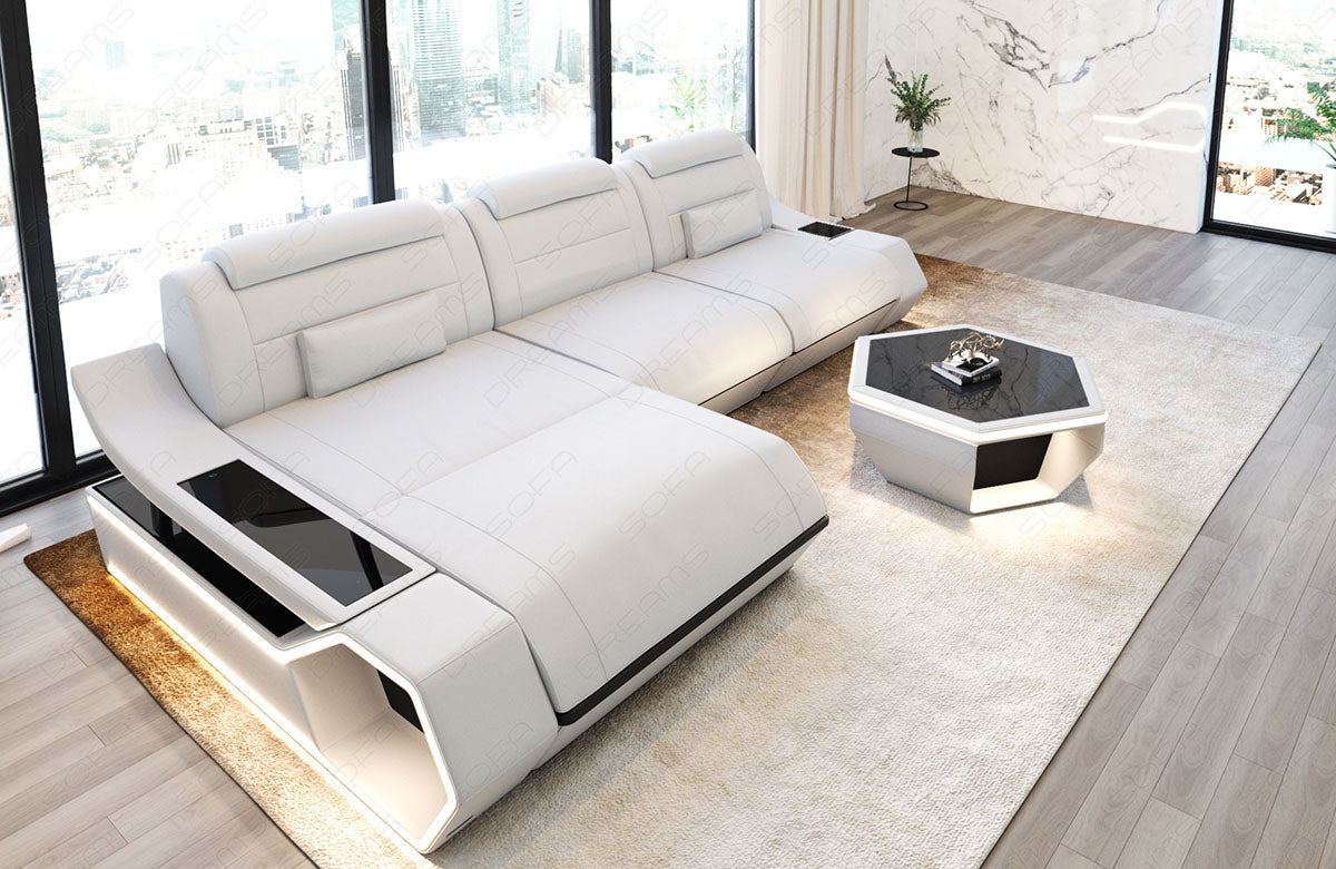 Toscano L-shaped leather corner sofa – modern and comfortable