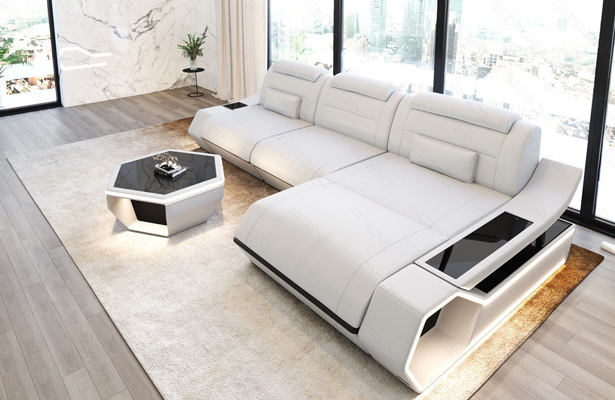 Toscano L-shaped leather corner sofa – modern and comfortable