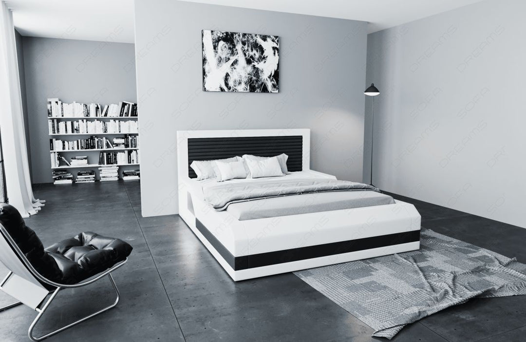 Komplettbett Treviso mit 7-Zonen Matratze und Lattenrost in weiÃŸ-schwarz