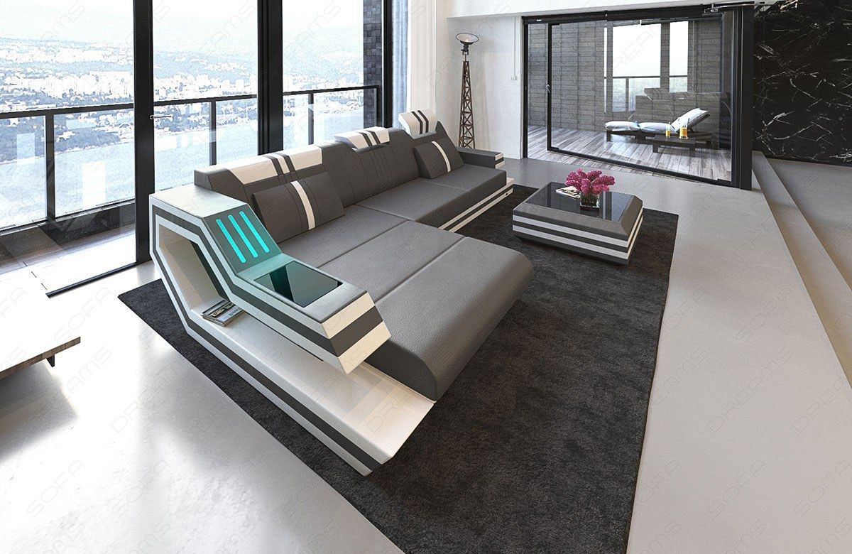 Rodeo Corner Sofa In Leather With Ottoman And Usb