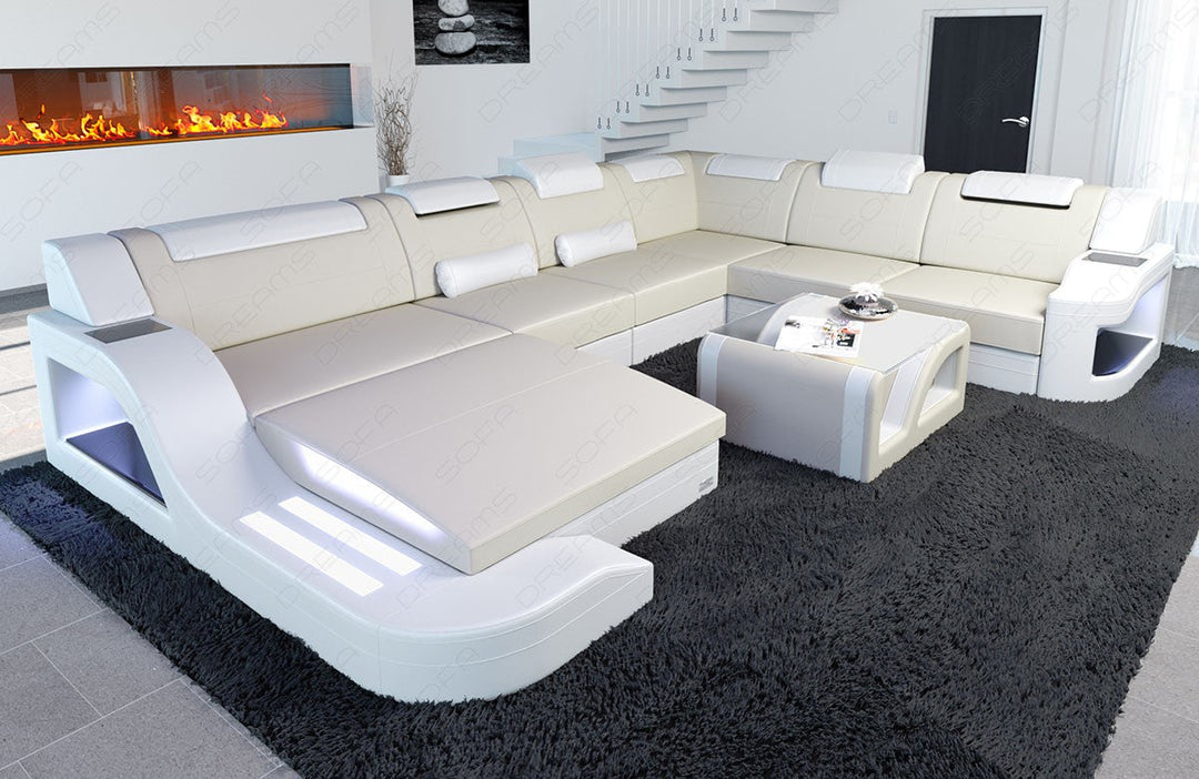 Edle Polstercouch Palermo XXL in Mikrofaser beige - Mineva1