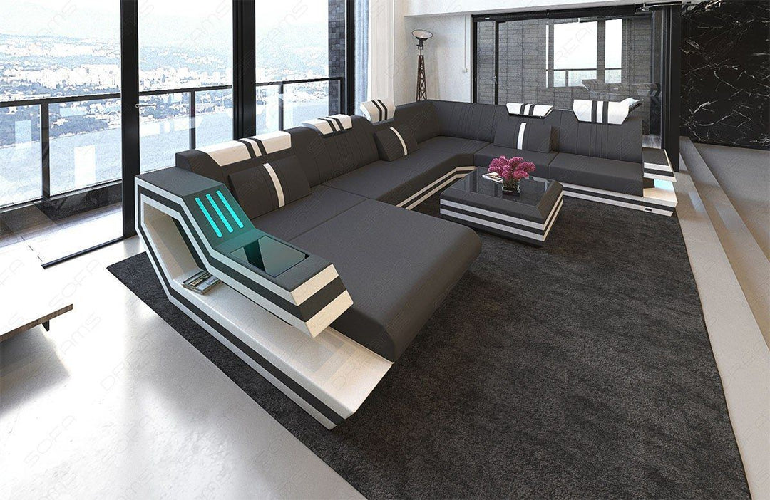 Design Wohnlandschaft Ravenna XXL in dunkelgrau - Mineva8 Mikrofaser Stoff