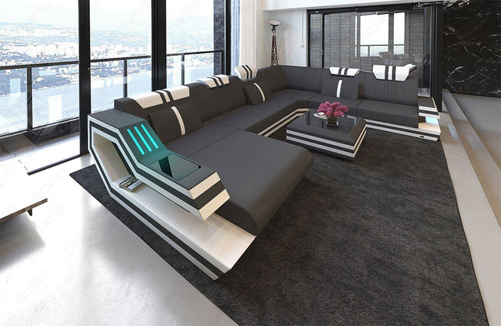 Design Wohnlandschaft Ravenna XXL in dunkelgrau - Mineva8 Mikrofaser Stoff