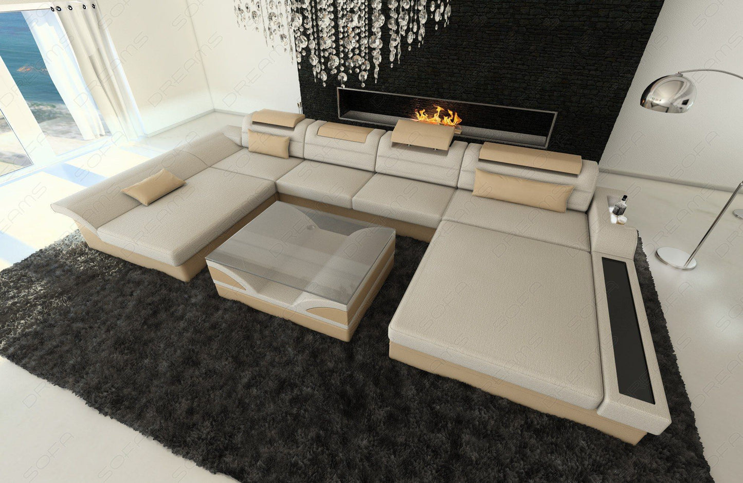 Megano Sectional With Led And Fabric Cover