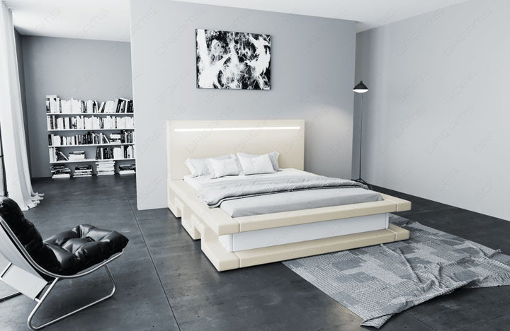 Design Wasserbett Faenza mit Kunstleder-Bezug in beige-weiÃŸ