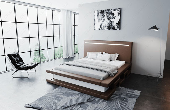 Design Wasserbett Faenza mit Kunstleder-Bezug in dunkelbraun-weiÃŸ