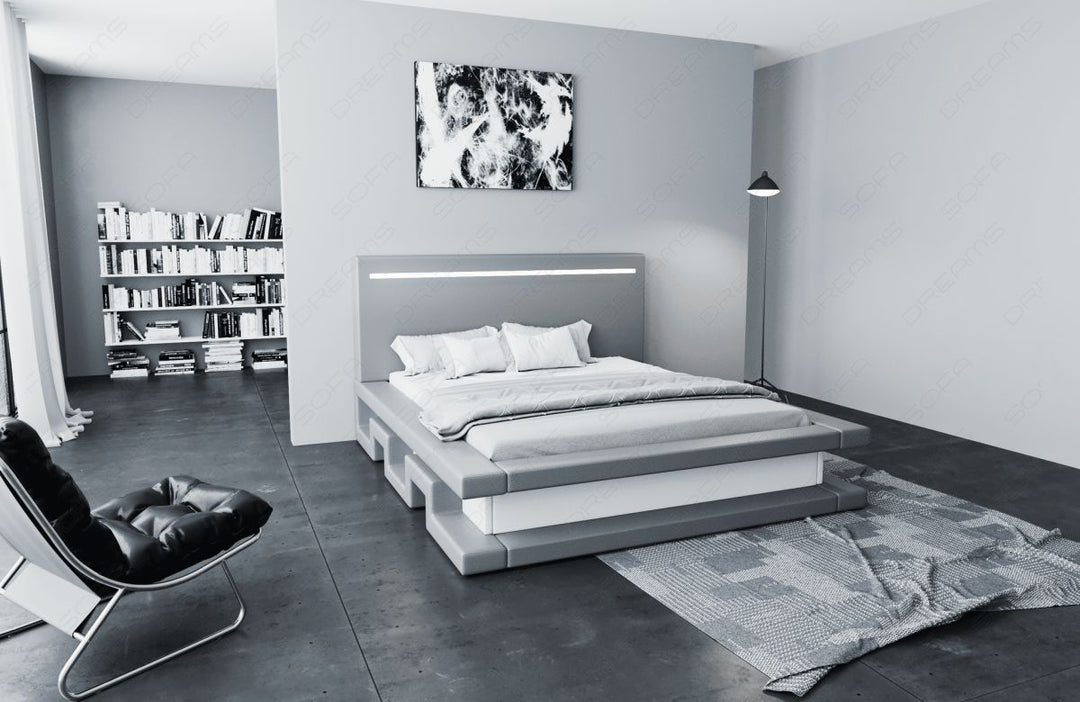 Design Wasserbett Faenza mit Kunstleder-Bezug in grau-weiÃŸ