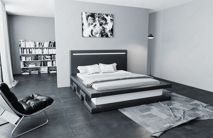 Design Wasserbett Faenza mit Kunstleder-Bezug in schwarz-weiÃŸ
