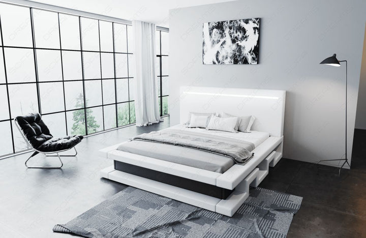 Design Wasserbett Faenza mit Kunstleder-Bezug in weiÃŸ-schwarz