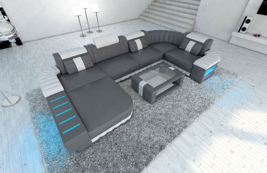 Leather Sectional Baronka With Led
